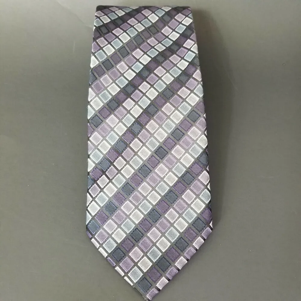 Covington Mens Tie Purple Pastel Diamond Hand Made Classic Neckwear